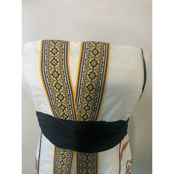 Anthropologie Embroidered Boho Strapless Dress Sz 4 Aztec - Picture 5 of 7